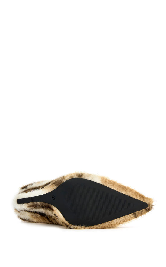 WAFIYA-TIGER FAUX FUR WEDGE PUMP