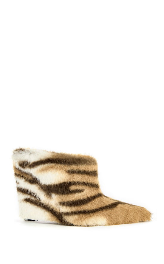 WAFIYA-TIGER FAUX FUR WEDGE PUMP
