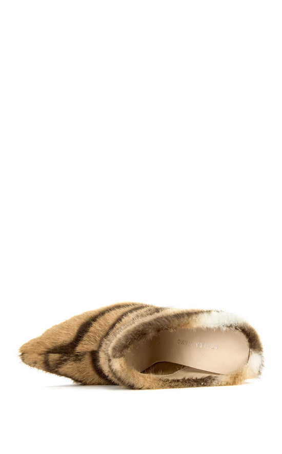 WAFIYA-TIGER FAUX FUR WEDGE PUMP