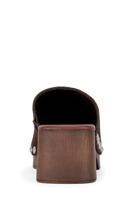 WALINDA-CHOCOLATE GENUINE SUEDE STUDDED CLOG