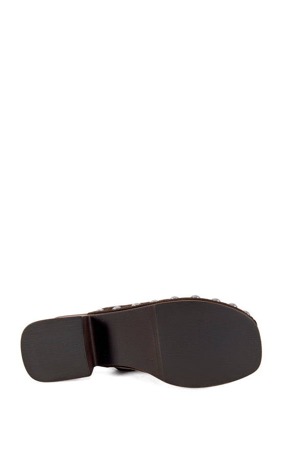 WALINDA-CHOCOLATE GENUINE SUEDE STUDDED CLOG
