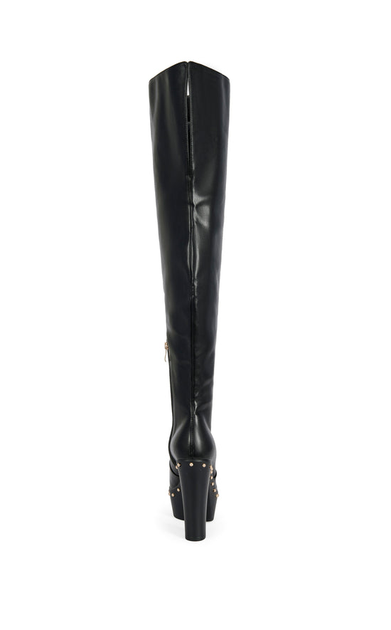 WARDELL-BLACK KNEE-HIGH PLATFORM CLOG BOOT