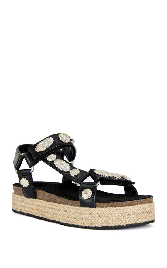 WATKINS-BLACK WESTERN FLATFORM SANDAL