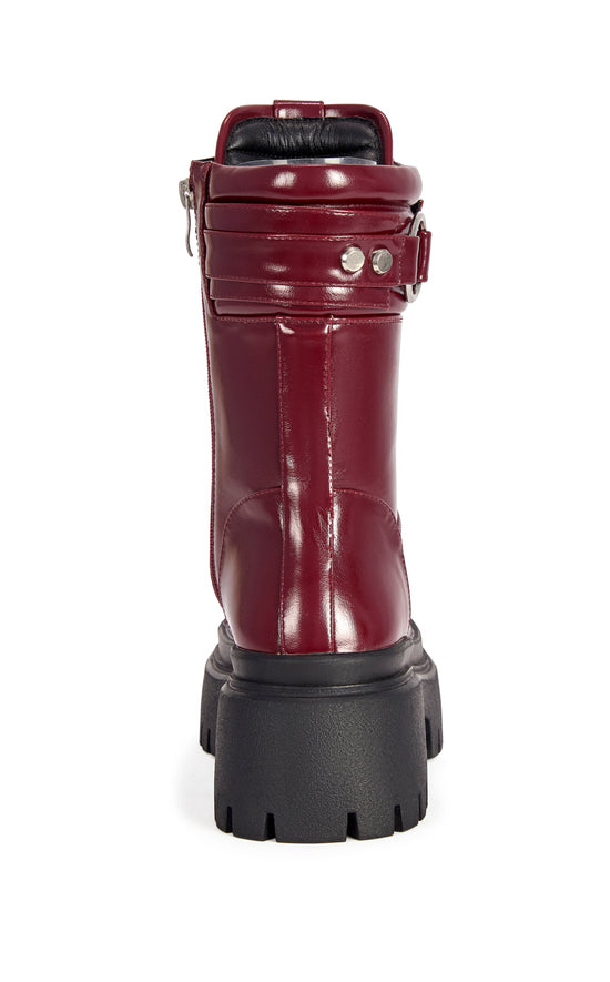 WEDNESDAY-BURGUNDY FLATFORM BOOTIE
