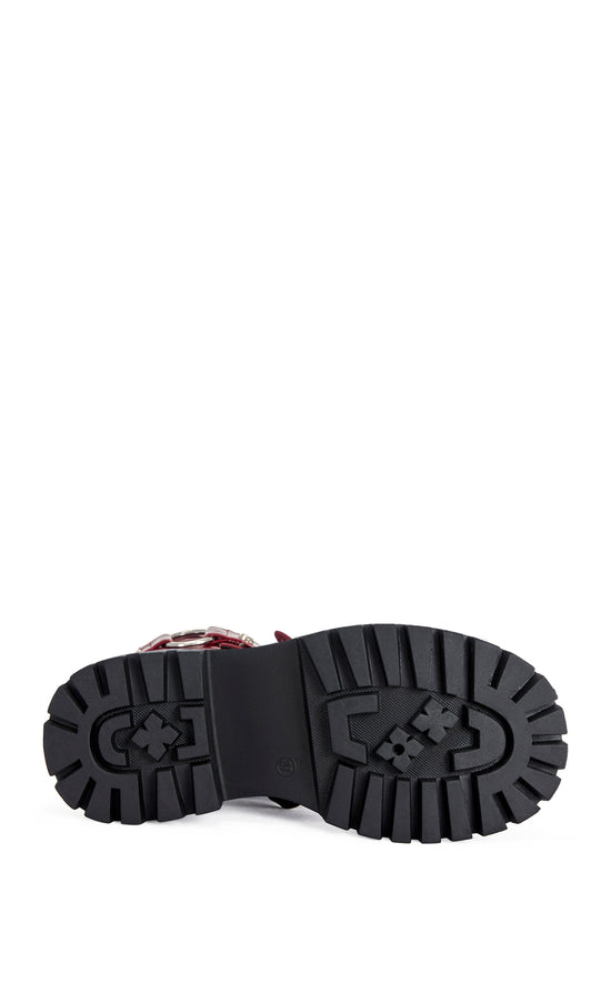 WEDNESDAY-BURGUNDY FLATFORM BOOTIE