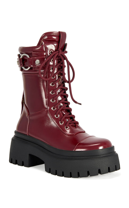 WEDNESDAY-BURGUNDY FLATFORM BOOTIE