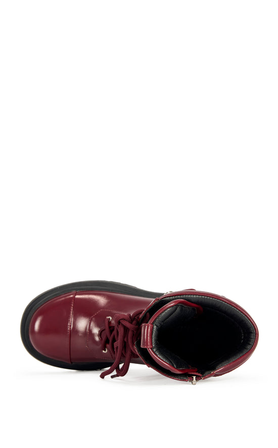 WEDNESDAY-BURGUNDY FLATFORM BOOTIE