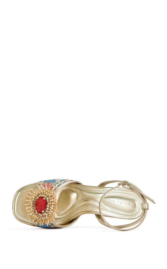 WENDA-PINKMULTI PLATFORM BROCADE SANDAL