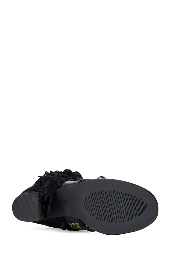 WILANO-BLACK FRINGE SANDAL BOOTIE