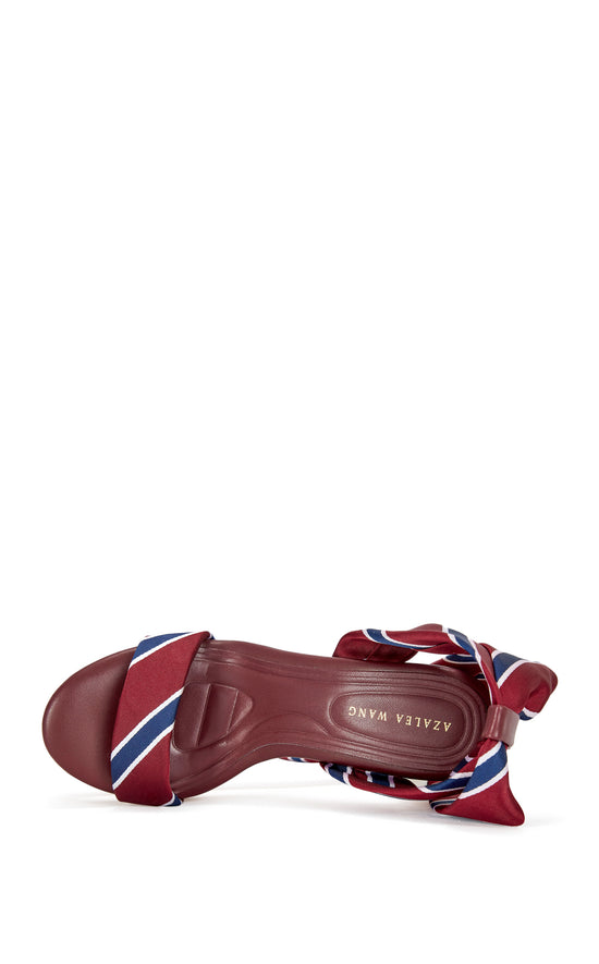 WYNN-BURGUNDY CUT-OUT WEDGE TIE UP SANDAL