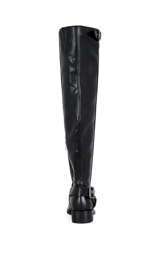 XALIIMA-BLACK OVER THE KNEE MOTO BOOT