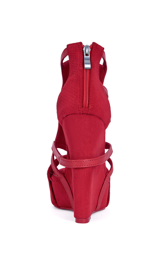 XARENI-RED PLATFORM WEDGE SANDAL