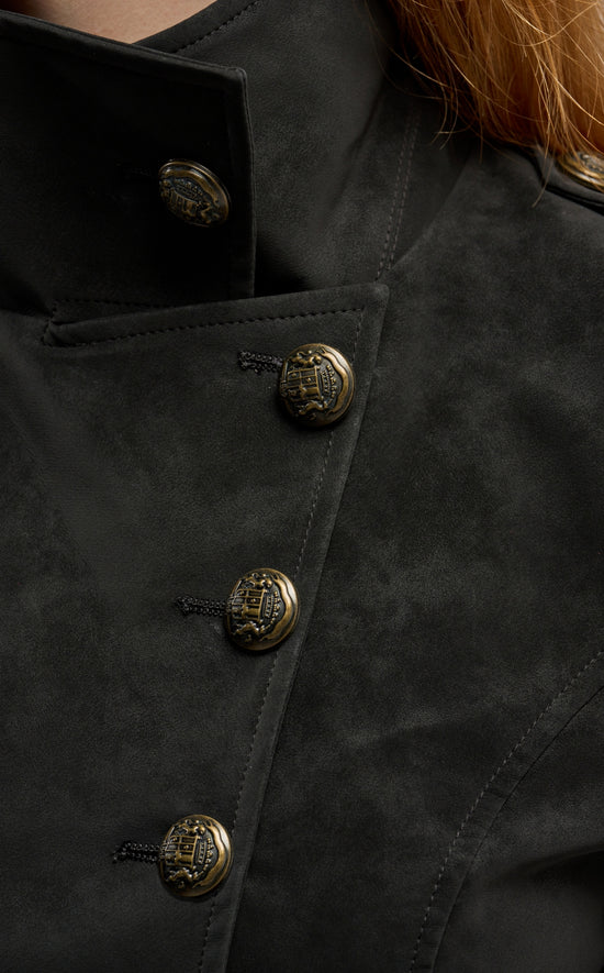 XENIA-BLACK EMBELLISHED MILITARY CROPPED JACKET