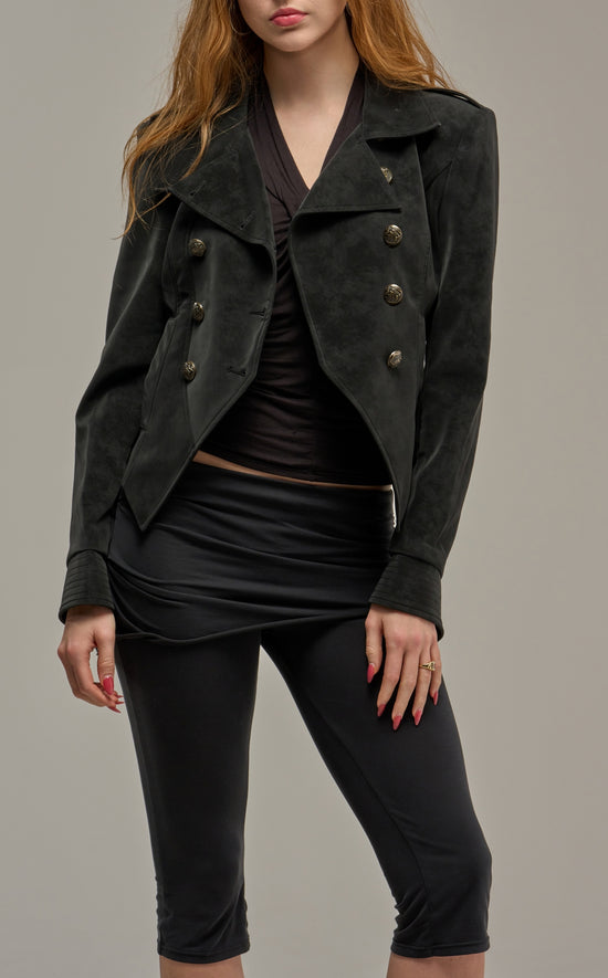XENIA-BLACK EMBELLISHED MILITARY CROPPED JACKET