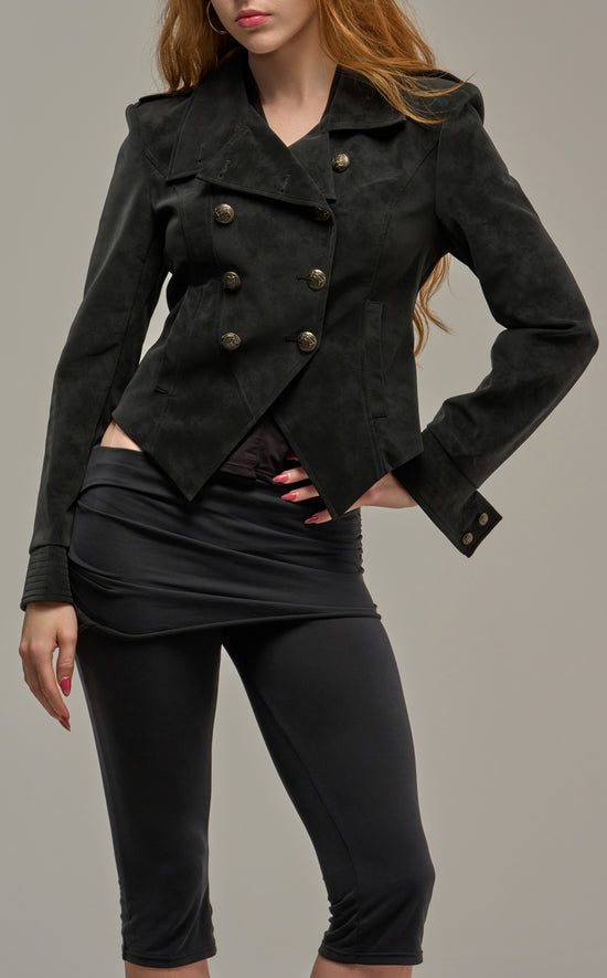 XENIA-BLACK EMBELLISHED MILITARY CROPPED JACKET