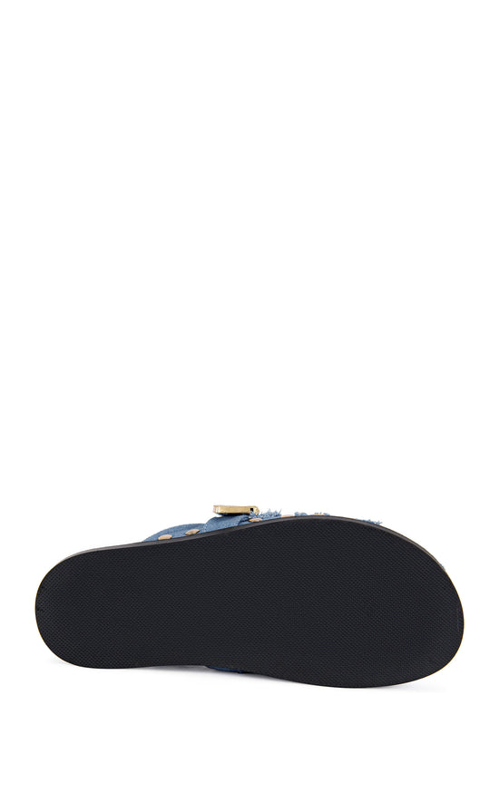 ZALE-BLUE STUDDED FLAT MULE