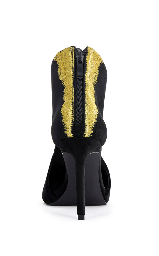 ZARAE-BLACKGOLD POINTED TOE STILETTO BOOTIE
