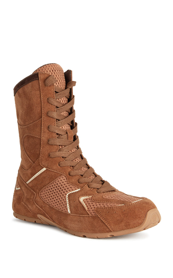 ZARA-BROWN FLAT LACE-UP SNEAKER BOOT