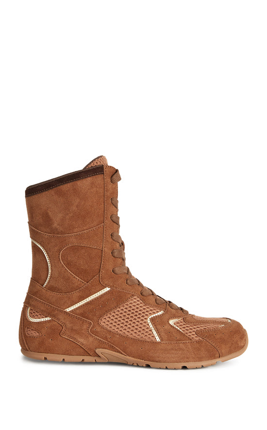 ZARA-BROWN FLAT LACE-UP SNEAKER BOOT