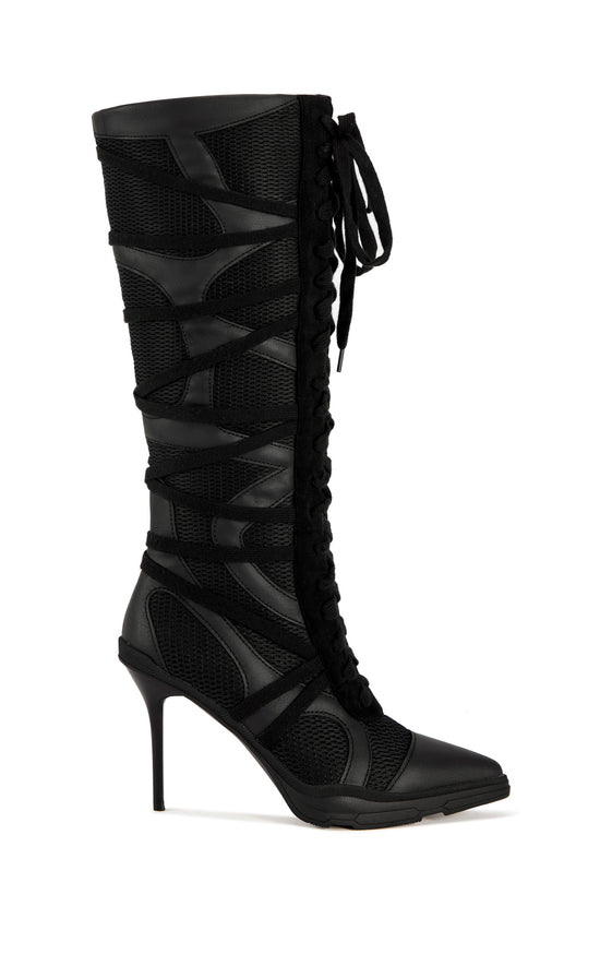 ZAYD-BLACK POINTED TOE SPORTY STILETTO BOOT