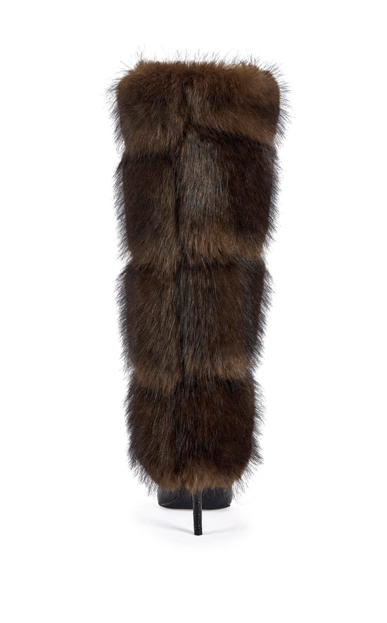 ZENTHRA-CHOCOLATE FAUX FUR STILETTO BOOT