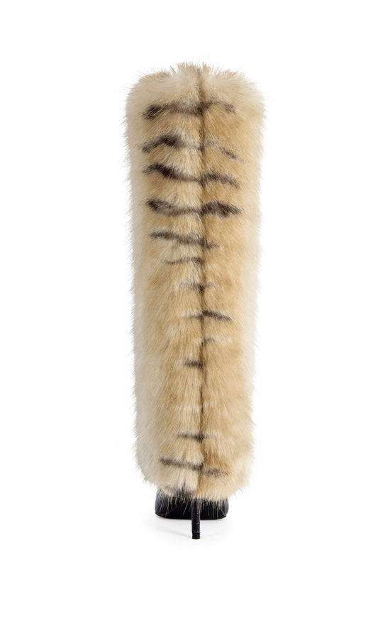 ZENTHRA-CREAMMULTI FAUX FUR STILETTO BOOT