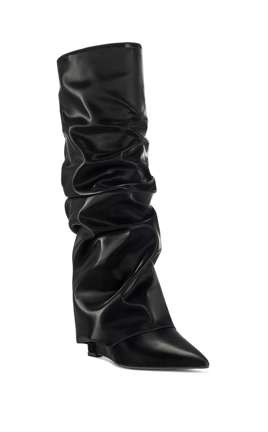 ZYLLA-BLACK WEDGE SLOUCH BOOT
