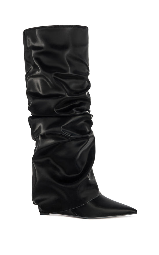 ZYLLA-BLACK WEDGE SLOUCH BOOT
