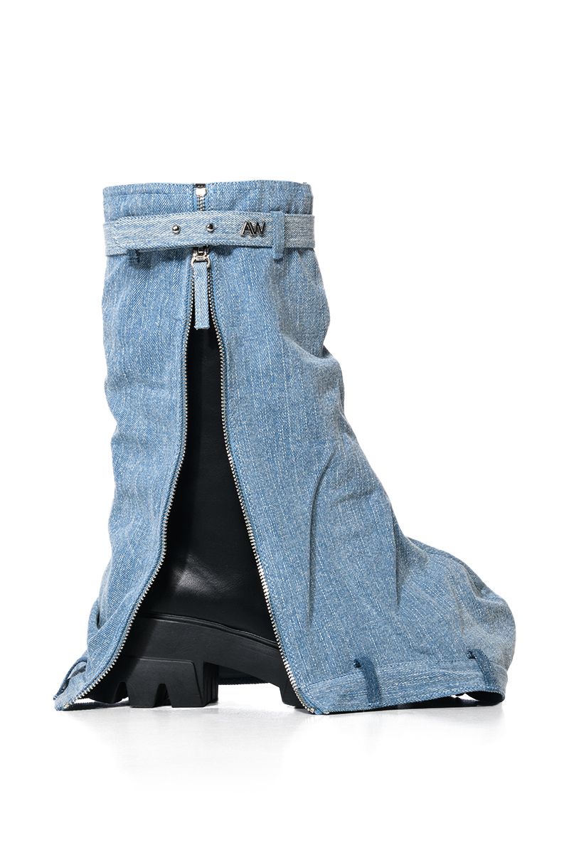 Denim flat boots hotsell