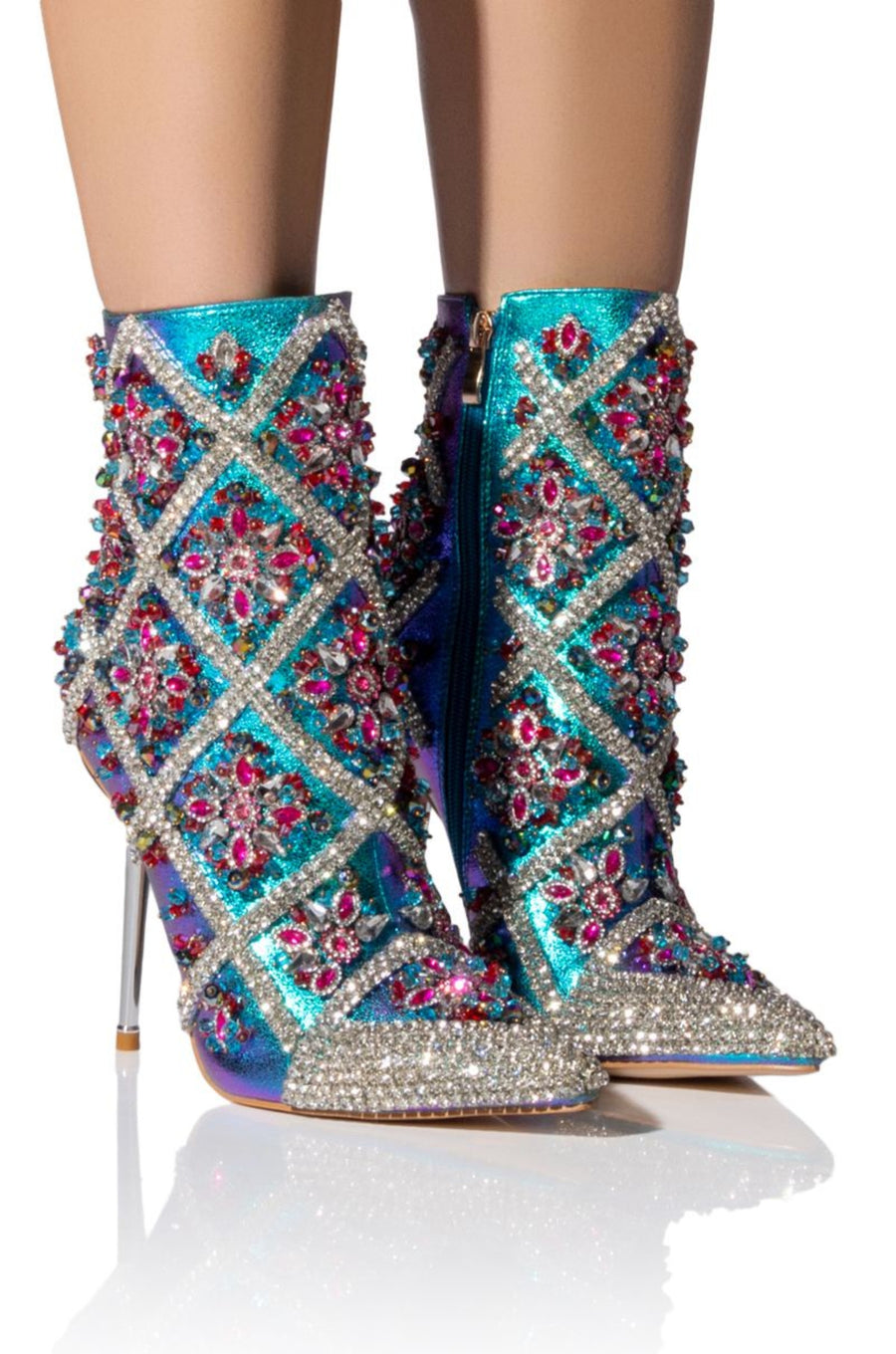 CRISP-MULTI JEWELED STILETTO BOOTIE