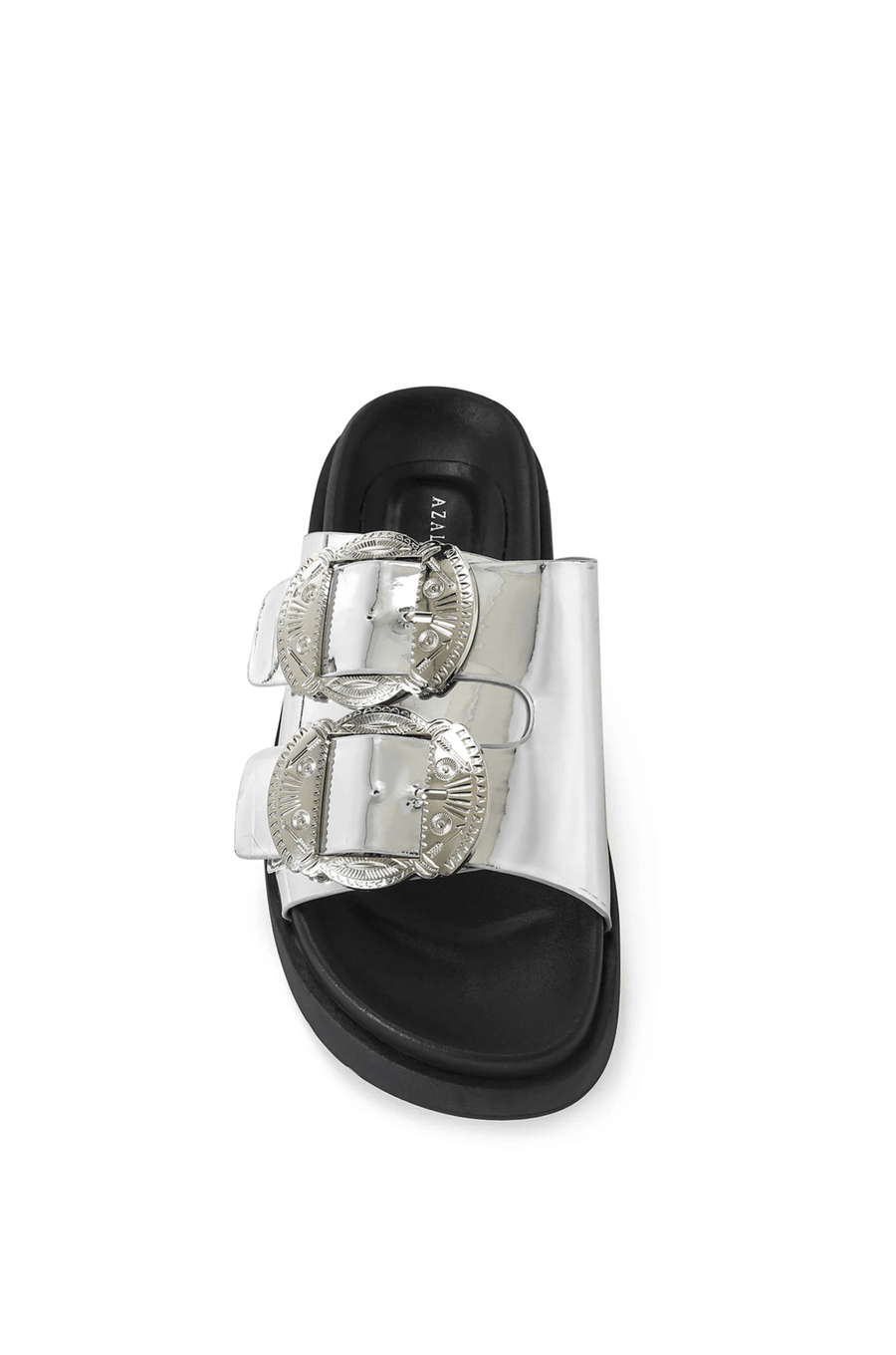 CHANTAYE-SILVER WESTERN OVERSIZED BUCKLE SANDAL