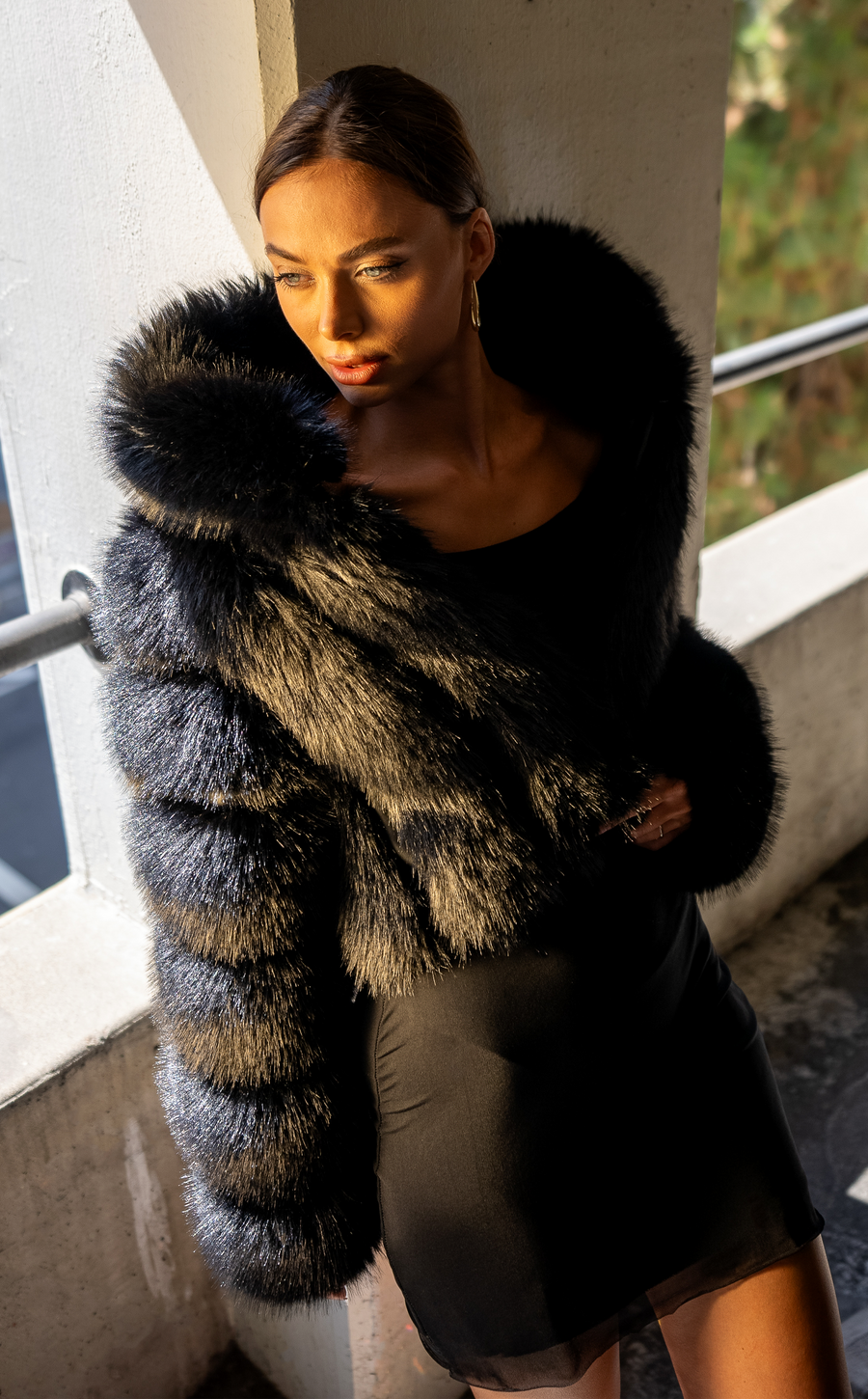 JOLENE-BLK FAUX FUR JACKET | AZALEA WANG