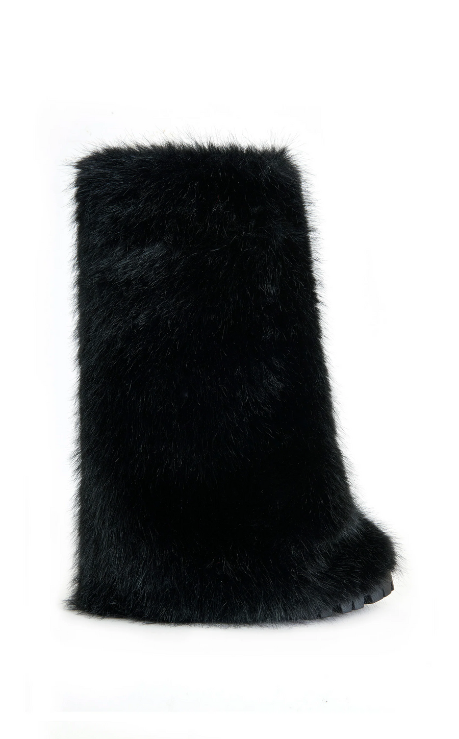 LISBOA-BLACK CUFFED FAUX FUR BOOTIE