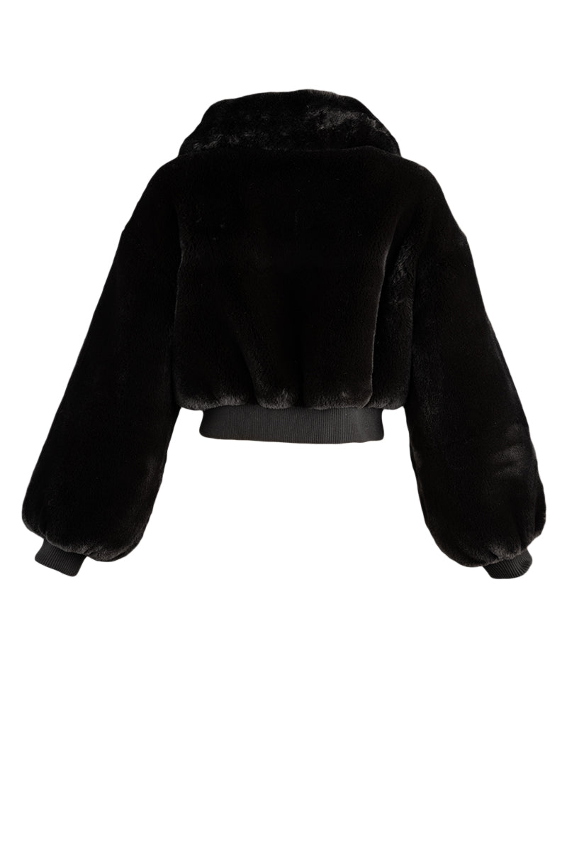 DREW-STREET BLACK CROPPED TEDDY JACKET