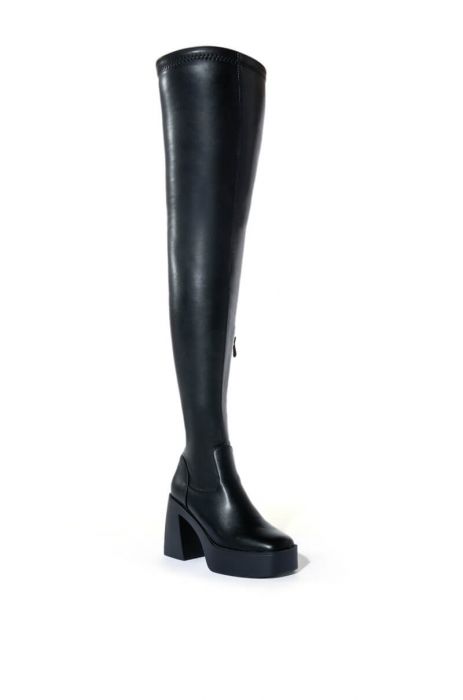 ADRIANNE-BLACK PLATFORM PU BOOT