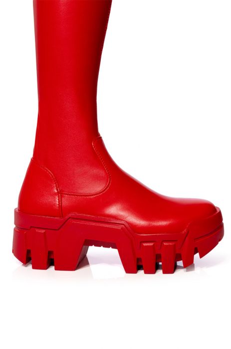 FAVORED-RED 4 WAY STRETCH CHUNKY THIGH HIGH BOOT