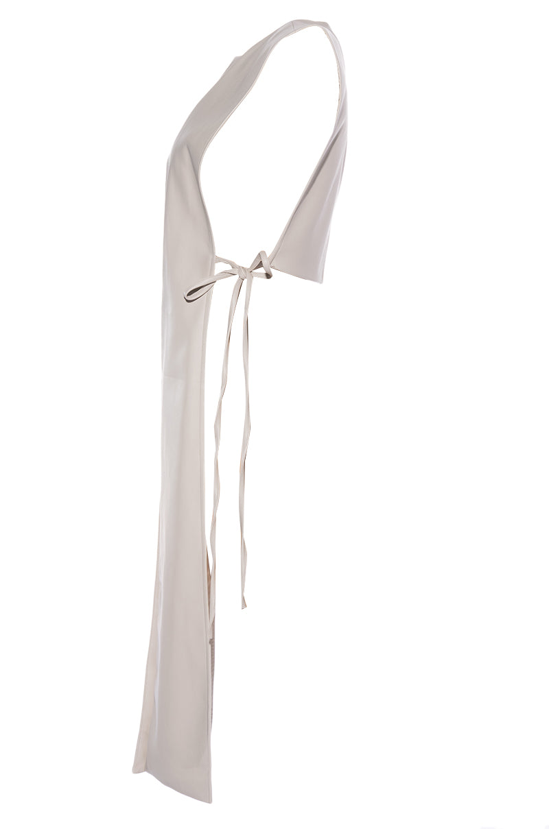 HENNY-VEST BEIGE LONG TIE VEST