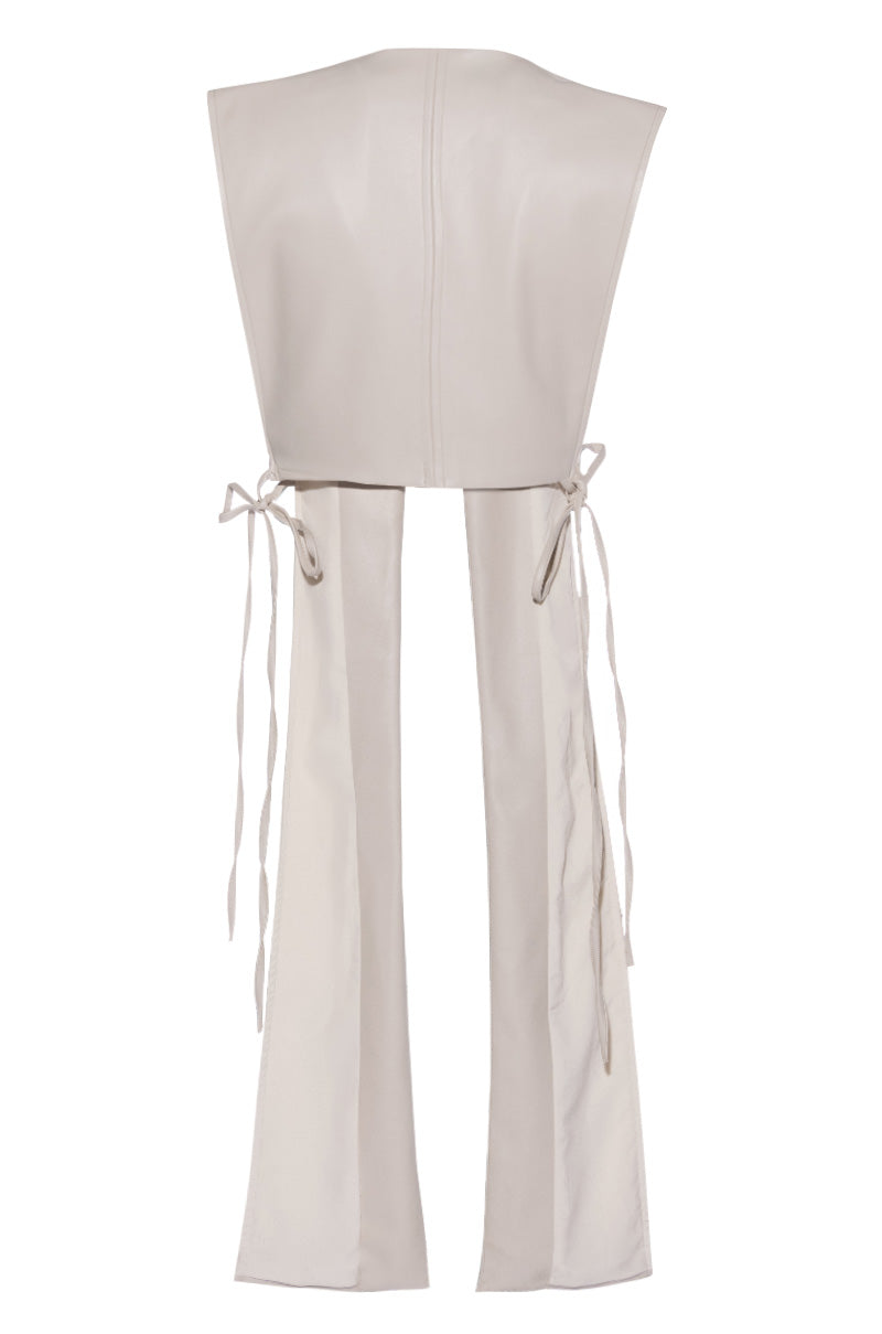 HENNY-VEST BEIGE LONG TIE VEST