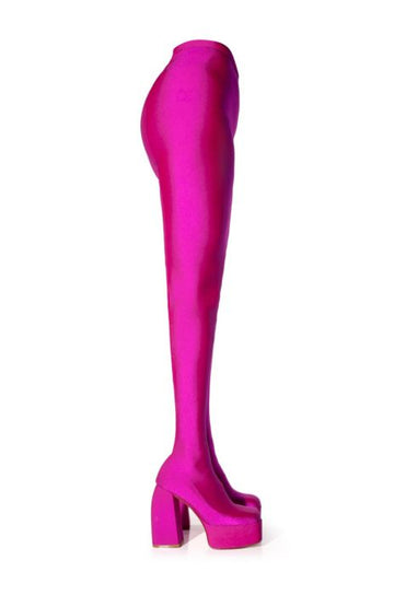 hot pink heel platform pant boots