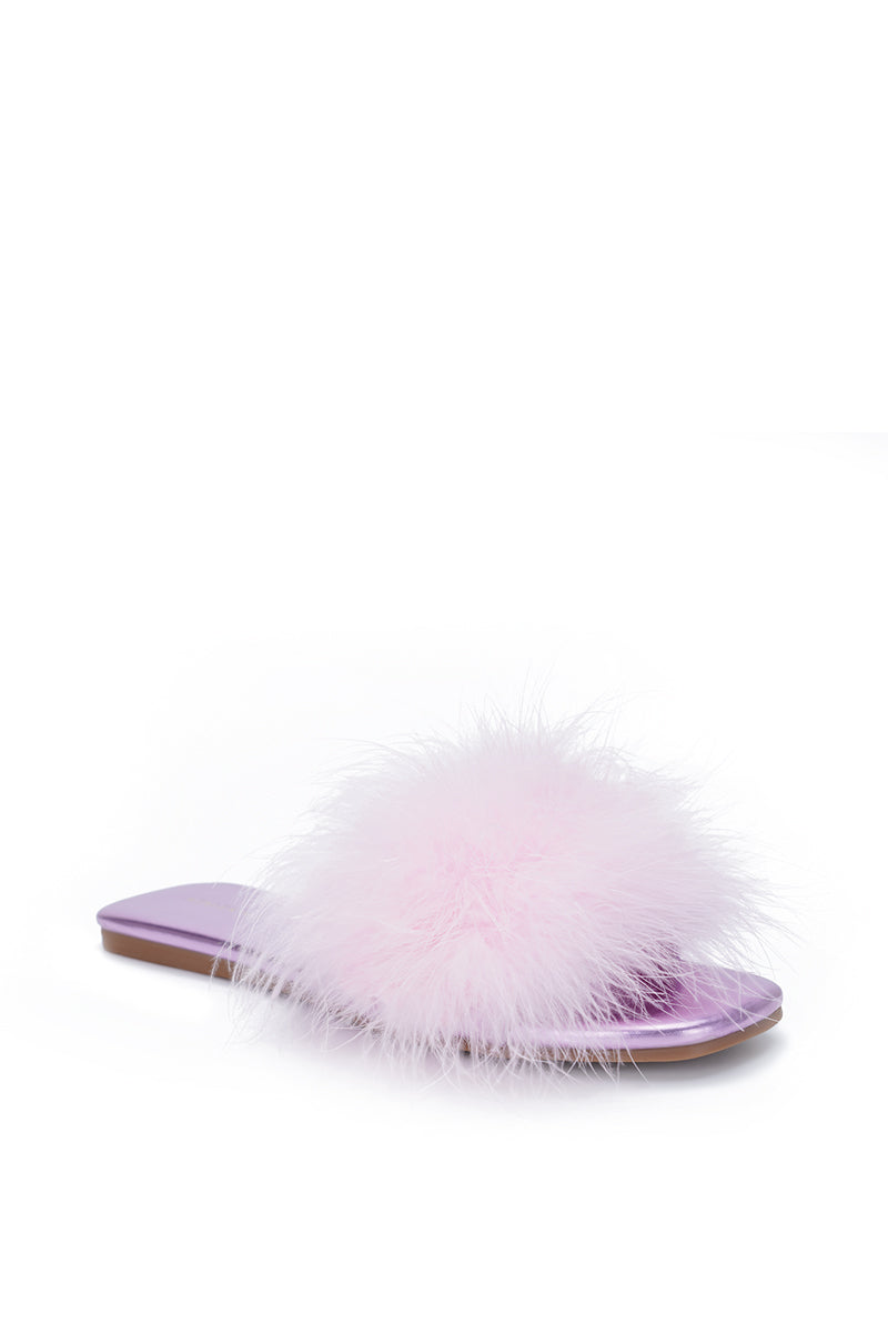 JANESSA-PINK FLUFFY FLAT SANDAL