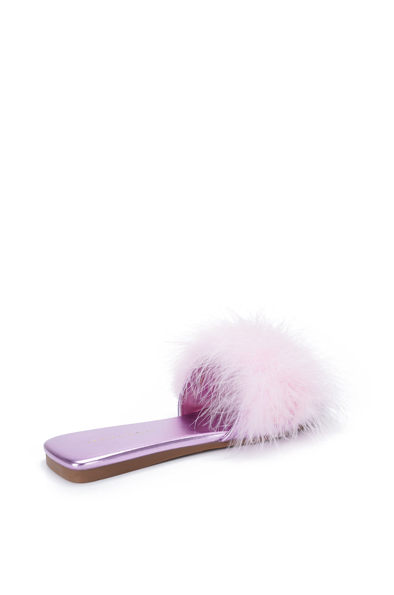 JANESSA-PINK FLUFFY FLAT SANDAL