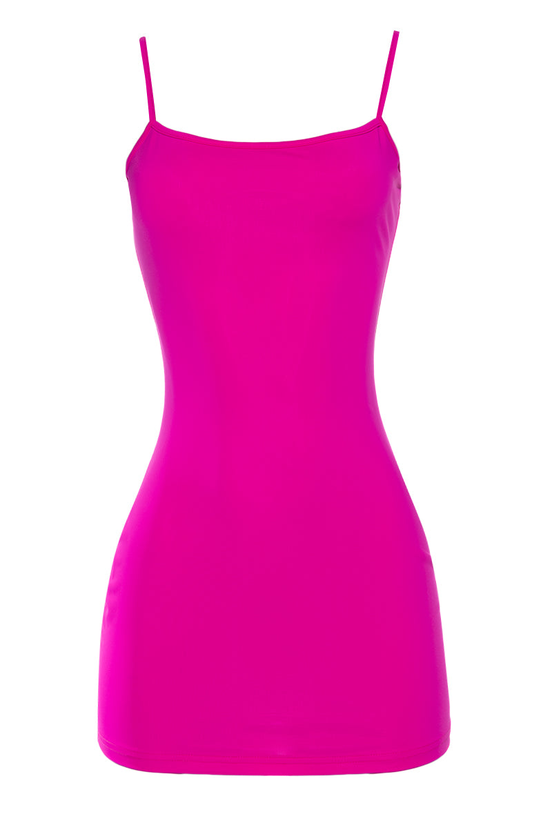 MAGESTIC-FUCHSIA FEATHER MINI DRESS