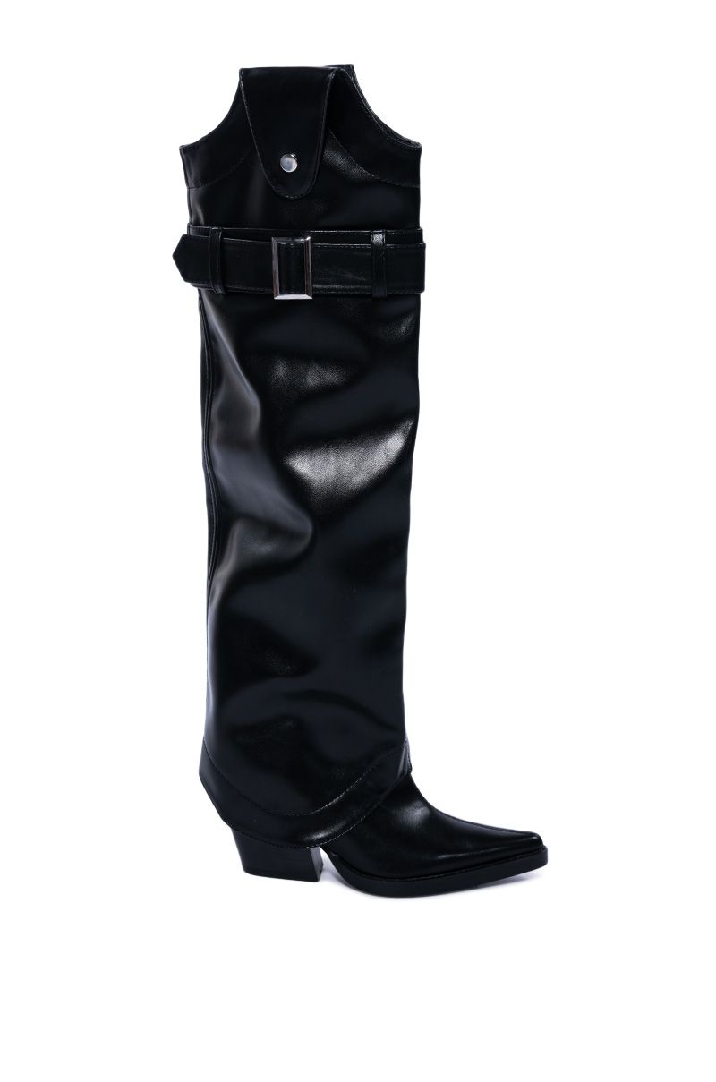 black western style boot with a removable knee high shaft and a bootie base