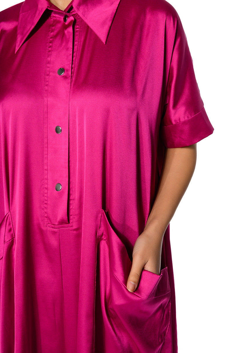 WOOSTER FUCHSIA SHORT SLEEVE JUMPSUIT