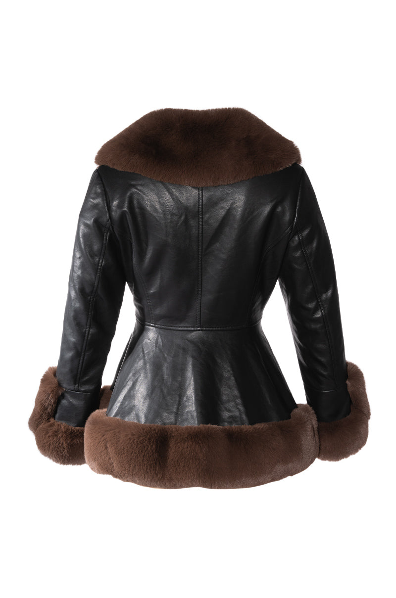 KENZY-BROWN FAUX FUR COAT