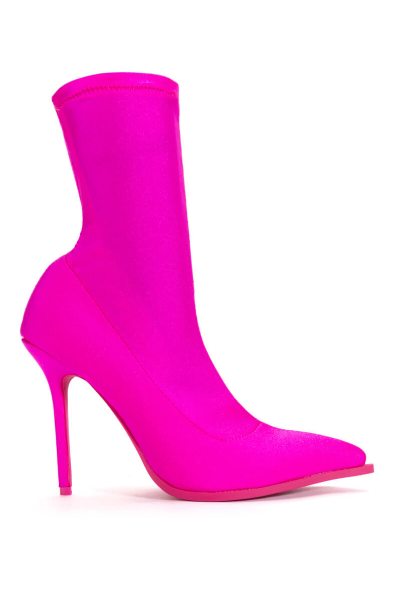 hot pink stretchy pointed toe stiletto heels