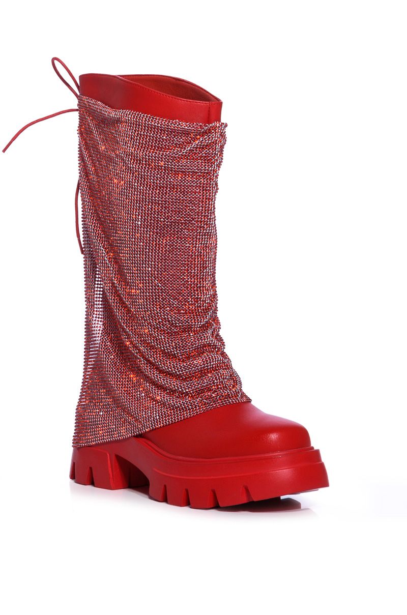 BLOOMFIELD-RED CHAINMAIL PU BOOT