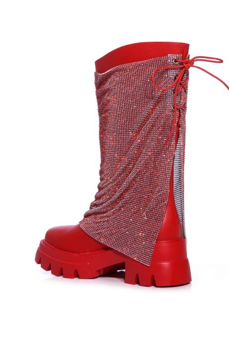 BLOOMFIELD-RED CHAINMAIL PU BOOT