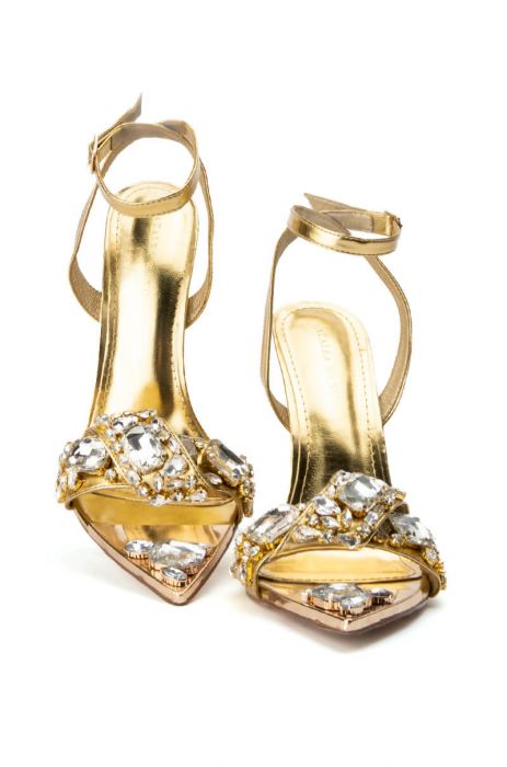 TILLY GOLD POINTED TOE STILETTO SANDAL